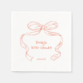 リボン弓 – ベビーガールシャワーナプキン スタンダードカクテルナプキン (正面)