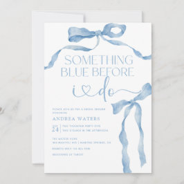 リボン弓 | 青と白のブライダルシャワー 招待状