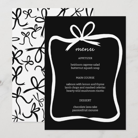 リボン枠エレガントブライダルシャワーカスタム メニュー (正面/裏面)