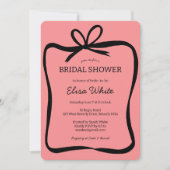 リボン枠エレガントブライダルシャワーカスタム 招待状 (正面)