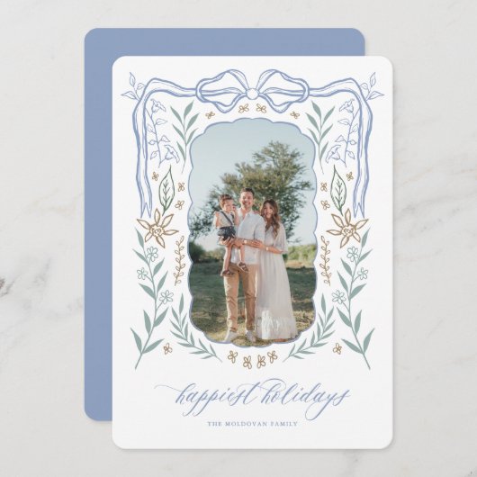 リボン枠付きクリスマスカード シーズンカード (正面/裏面)