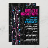 リボン球の紙吹雪のパーティの招待状 招待状 (正面/裏面)