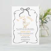 リボン男女兼用ガチョウ赤ちゃんシャワー 招待状 (スタンド正面)