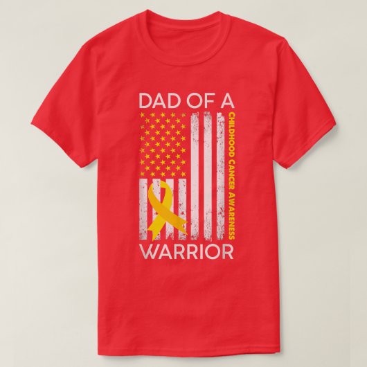 リボン米国国旗のパパ(戦士の小児がん) Tシャツ (デザイン正面)