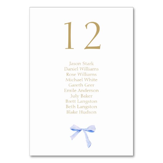 リボン結婚の白いテーブル番号とシーティングカード テーブルナンバー (裏面)