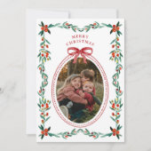リボン緑の写真クリスマスカード シーズンカード (正面)