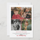 リボン緑の写真クリスマスカード シーズンカード (裏面)