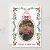 リボン緑の写真クリスマスカード シーズンカード (正面)