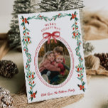 リボン緑の写真クリスマスカード シーズンカード<br><div class="desc">フォトクリスマスカード – おパーソナライズされた客様の準備が完了！</div>