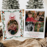 リボン緑の写真クリスマスカード シーズンカード<br><div class="desc">フォトクリスマスカード – おパーソナライズされた客様の準備が完了！</div>