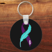 リボン自殺認識度メンタルヘルス男性へウォム キーホルダー (正面)