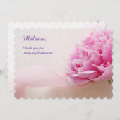 リボン花嫁付き桃色の感謝してい牡丹 案内状 (正面/裏面)