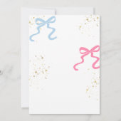 リボン蝶ピンク&ブルー性別バルーンを表示 招待状 (裏面)