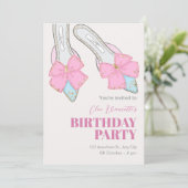 リボン誕生日のピンクのヒール 招待状 (スタンド正面)