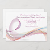 リボン誕生日パーティーの招待 招待状 (正面/裏面)