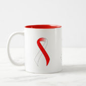 リボン赤と白サポート認識度 ツートーンマグカップ (左)