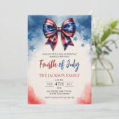 リボン飾りの4th of July 愛国パーティー 招待状 (スタンド正面)