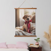 リボン魅力的ラブラドールウォールタペストリー 吊り下げ型タペストリー (寝室)