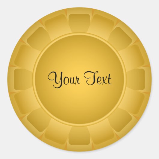 リボン黄空白の色へカスタマイズ ラウンドシール (正面)