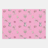 リボン、ウサギと花 ラッピングペーパーシート (正面2)