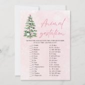 リボン クリスマス 動物 妊娠期間 ベイビーシャワー ゲーム 招待状 (正面)