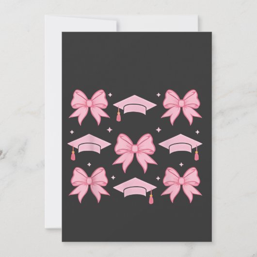 リボン コケティ 卒業 ピンクパレット 2025 招待状 (正面)