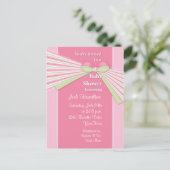 リボン&ストライプベビーシャワー招待状 インビテーションポストカード (スタンド正面)