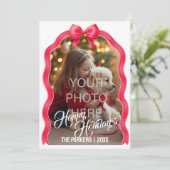 リボン フラット ホリデー カード - 赤 (スタンド正面)