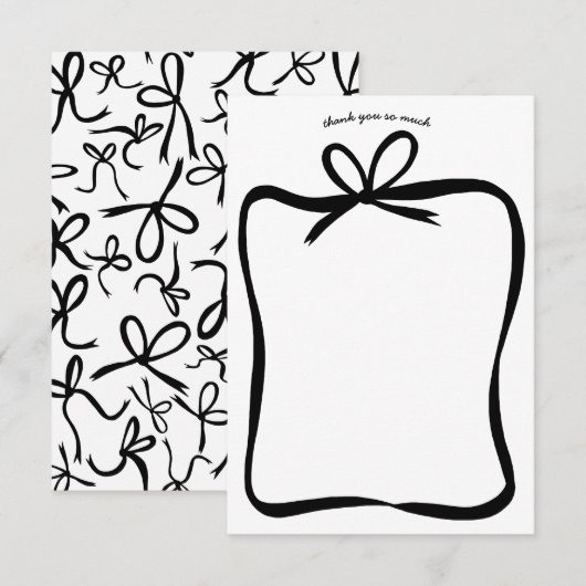 リボン フレーム エレガント ブライダル シャワー オーダーメイド サンキューカード (正面/裏面)