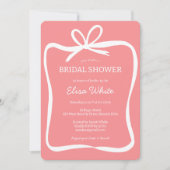 リボン フレーム エレガント ブライダル シャワー オーダーメイド 招待状 (正面)