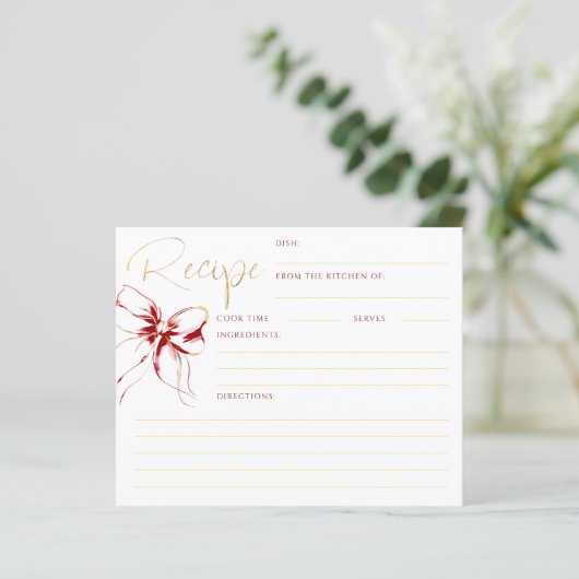 リボン ブライダル レシピ カード 赤 結婚 (スタンド正面)