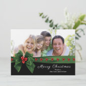 リボン&ホリー、グリーン&レッドクリスマスカード シーズンカード (スタンド正面)