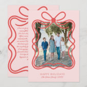 リボン ボウ クリスマス ホリデー モダン ファミリー フォト (正面/裏面)