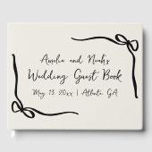 リボン ボウ モダン エレガント ウェディング ゲストブック (正面)