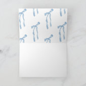 リボン ボウ | 青と白のブライズ シャワー   サンキューカード (内部)