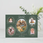 リボン&ボタニカルフレーム5フォトクリスマスカード シーズンカード (スタンド正面)