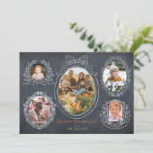 リボン&ボタニカルフレーム5フォトクリスマスカード シーズンカード (スタンド正面)