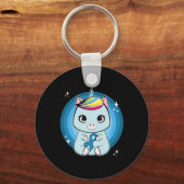 リボン+ユニコーン+糖尿病啓発 キーホルダー (正面)