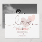 リボン ラブ スイートハート カップル シャワー パーティー ご招待 招待状 (正面/裏面)