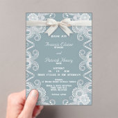 リボン&レースフロストアクリル結婚式招待状 アクリル招待状 (インサイチュ (ポータブル))