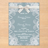 リボン&レースフロストアクリル結婚式招待状 アクリル招待状 (正面)