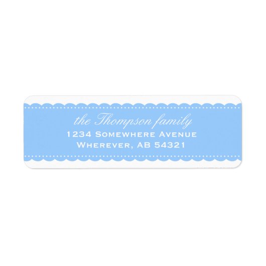 リボン・レース・ブルー差出人住所ラベル ラベル (正面)