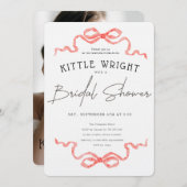 リボン&ロマンスブライダルシャワー 招待状 (正面/裏面)