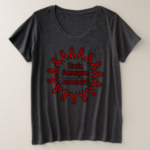リボン/円…脳動脈瘤 プラスサイズTシャツ
