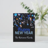 リボン《写真》ぼけ味ライツニューイヤーパーティーお祝い ポストカード (スタンド正面)