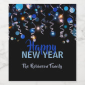 リボン《写真》ぼけ味ライツニューイヤーパーティーお祝い ワインラベル (シングルラベル)