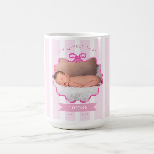 リボン 新生児 女の子 コーヒーマグカップ (中央)