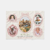 リボン&植物枠5写真赤い祖父母 フリースブランケット (正面(横))