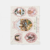 リボン&植物枠5写真赤い祖父母 フリースブランケット (正面)