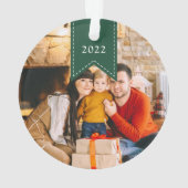 リボン(緑) |休日パーソナライズされたの写真 オーナメント (裏面)